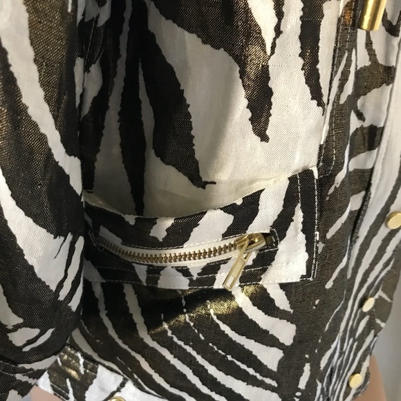 Chic GOLDEN Shimmer ANIMAL Print Anorak JACKET L - Picture 3 of 8